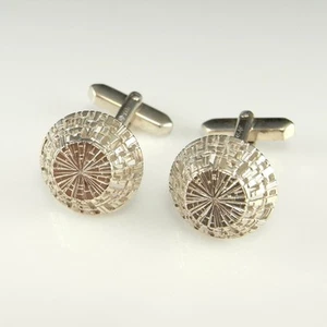 Vintage Silver Cufflinks with Box Unique Mens Cuff Links - Picture 1 of 5