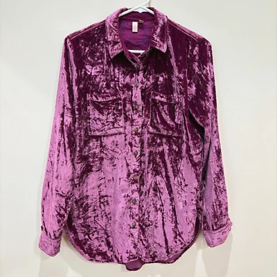 Blusa Anthropologie Pilcro Hadley Roxa Veludo Esmagado XS Feriados Romântico - Imagem 1 de 4