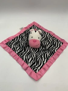 Garanimals Black White Zebra Pink Satin Security Blanket Lovey 11 x 11 Heart - Picture 1 of 5