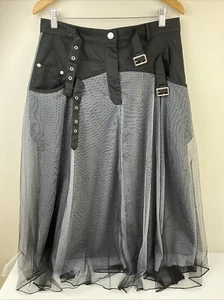 Easel Women’s French Grey Tulle Mesh Skirt Size M Layered BNWT Punk Rocker Goth - Picture 1 of 11
