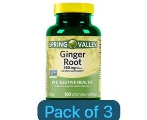 NEW Spring Valley Ginger Root Capsules, 550 Mg, 100 Count ( Pack of 3 ) - Picture 1 of 4