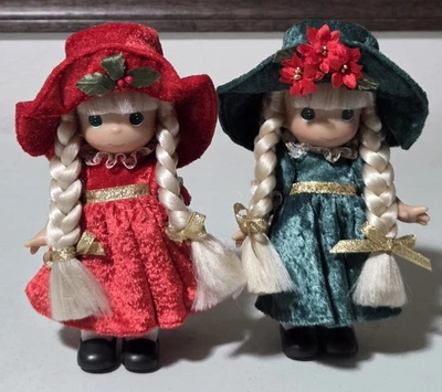 Juego De Dos Muñecas De Navidad Precious Moments De Colección Rojo Verde 'Sueño De Navidad' Foto 1 de 4