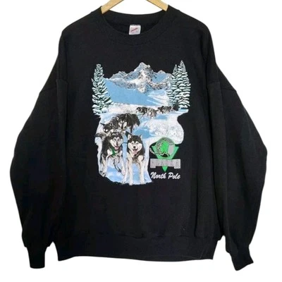 Suéter Jerzees Vintage Polo Norte Alaska Wolf Talla 2X Hecho en EE. UU. Foto 1 de 4