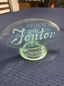 Fenton Art Glass Blue / Green Opalescent Oval Dealer Logo Display Sign - Picture 1 of 5