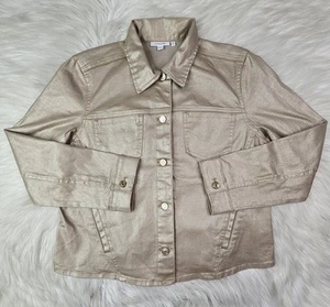 Chaqueta de mezclilla Chico’s Platinum dorada talla (2) L - Imagen 1 de 7
