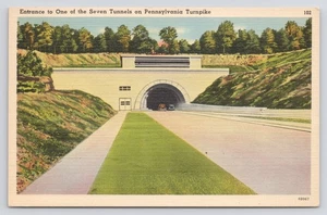 Entrada al túnel - Pennsylvania Turnpike postal de lino vintage - Imagen 1 de 2