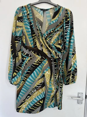 Star by Julien Macdonald Multi Abstract Print Long Sleeve Wrap Dress Size 14 - Image 1 of 4