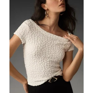 Maeve Socialite Popcorn T-Shirt White M Versatile Chic Preppy Luxury Top NWT - Bild 1 von 7