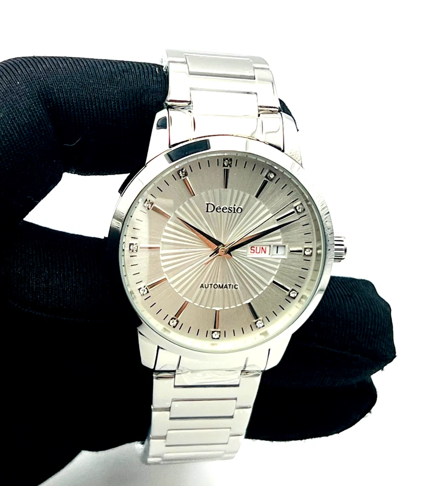 BLACK FRIDAY Orologio meccanico automatico 40 zaffiro 50MT data bianco brillanti - Immagine 1 di 4