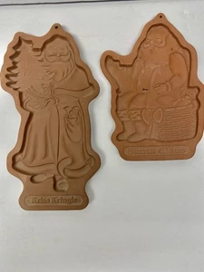 Lot of 2 Longaberger Pottery Santa Claus Kriss Kringle Cookie Molds  1991 1992 - Picture 1 of 7