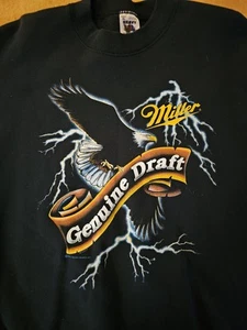 Miller Sweatshirt Gr. XL schwarz Raglan original Draft Beer Pullover 80er AOP Vintage - Bild 1 von 6
