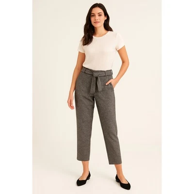 Pantalones de vestir recortados al tobillo con lentejuelas grises LOFT para mujer tweed brillante Foto 1 de 4