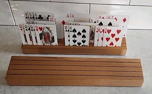 Yellow Mountain Imports Extra-Wide Large Beechwood Playing Card Holders Set Of 2 - Picture 1 of 14