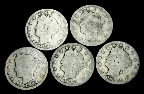 1883+1891+1892+1895+1896 Liberty V Nickels Lot ---- Nice Coin Lot ---- #OH515 Cover