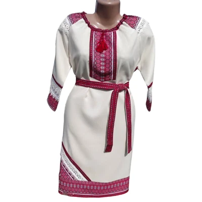 Vestido bordado Vyshyvanka vestido ucraniano rojo para mujeres étnicas... - Imagen 1 de 4