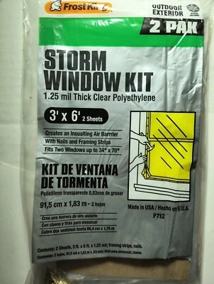 Frost King P712 Clear Polyethylene Storm Window Kit , 3' x 6' x 1.25 Mil, 2 Pack - Image 1 of 4
