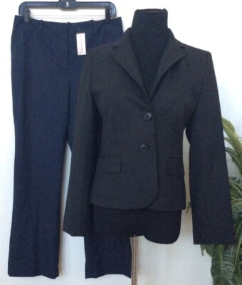 NWT Ann Taylor LOFT Women’s Black Blue 2 Piece Pant Suit Size 8P, Retail $218.99 - Image 1 of 4