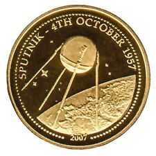 24 CARAT SOLID GOLD COIN 999.9 500 Tugrik 2007 Sputnik Soviet Union space flight