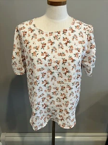 Women’s Stitch Fix Paper Moon Peach Floral Shirt Top Blouse Size LP Petite - Picture 1 of 6