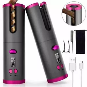Automatic USB Cordless Cordless Hair Curler Curling Iron LCD Display Hair Style - Picture 1 of 13