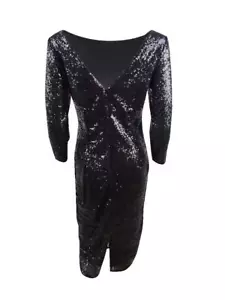 Adrianna Papell Women's Sequin Sheath Dress (4, Black) - Picture 1 of 2