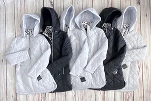 New Lot Of 6 Laundry Shelli Segal Quilted Coats Ice Blue Black XS Small Medium - Picture 1 of 11