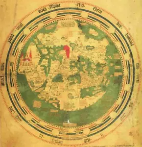Flat Earth Map : Andreas Walsperger circa 1448 : Archival Quality Map Print - Picture 1 of 2
