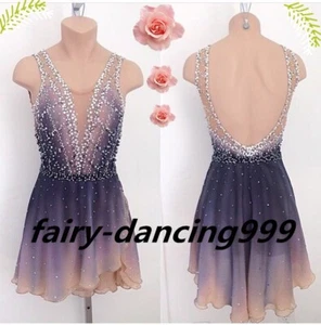 Vestido de competición de patinaje artístico sobre hielo disfraz de gimnasia baile vestido teñido - Imagen 1 de 7