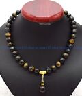 Natural 8mm Yellow Blue Tiger's Eye Round Gemstone Beads Necklace Jewelry 18" Aa