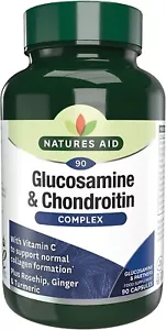 Natures Aid Glucosamine and Chondroitin Complex with Rosehip Ginger 90 Capsules - Picture 1 of 7