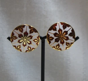 Cloisonné Vintage 80s Retro Multicolor Pierced Post Unmarked - Picture 1 of 3