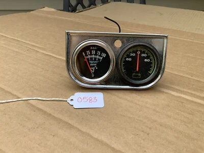 Vintage Accessory Under Dash Oil Pressure & Ammeter Amp Gauge w/ Housing & HW - Image 1 of 4