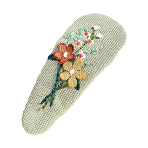 Mint Green Handmade Embroidered Floral Hair Clip - Picture 1 of 2