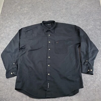 Camisa con botones Greg Norman para hombre grande negra cuello manga larga bolsillo logotipo Foto 1 de 4