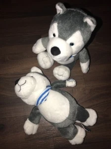 1 Pezzo - Peluche Husky Soft Peluche Bambini Ferrero Bianco Grigio Blu Cane Lupo - Foto 1 di 3