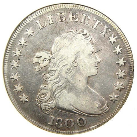 1800 Draped Bust Silver Dollar $1 Coin - Certified ANACS VF Detail - Rare Coin! Cover