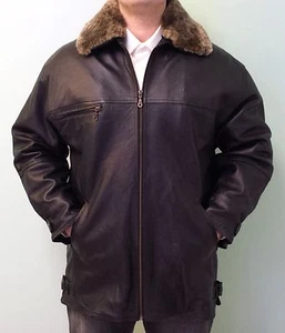 ECHT LAMM LEDER MANTEL JACKE LAMMFELL ABNEHMBARER KRAGEN &FUTTER, EU GR 38  - Bild 1 von 12