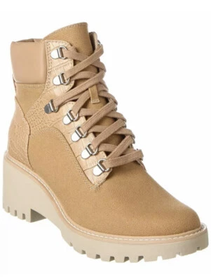 Dolce Vita Hank Canvas Faux Leather Combat Winter Boots Women's Sz 8.5 Beige - Image 1 of 4