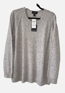 CHARTER CLUB Plus Size 2X 100% Cashmere Crewneck Sweater NWT Gray Heather B35 - Picture 1 of 5