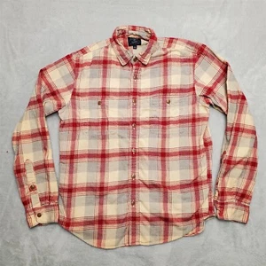 J Crew Shirt Mens Medium Red Blue Plaid Flannel 100% Cotton Indian Madras Casual - Picture 1 of 9