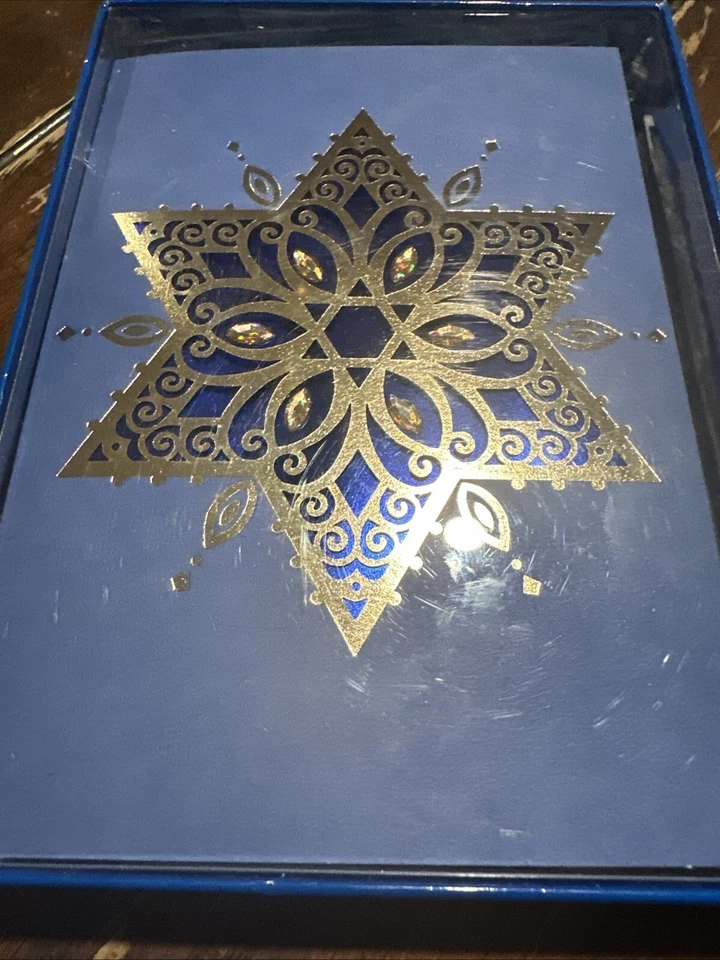 Papyrus Boxed Set 8 Hanukkah Jeweled Gemmed Star Of David Cards Handmade  $25 - Image 1 of 1