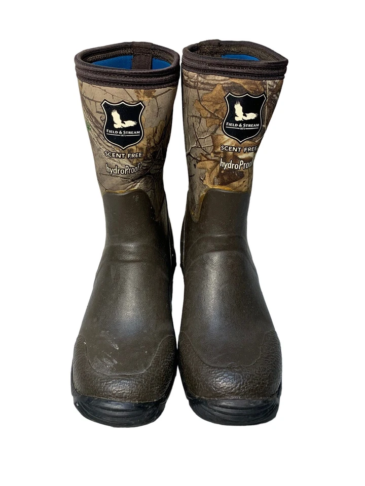 Field & Stream Scent Free HydroProof Brown Rubber Camo Boots Size 6 - Image 1 of 4