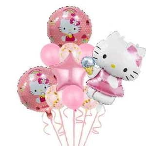 Hello Kitty, Juego de globos de fiesta de 10 piezas ¡MÁS un globo Jumbo de 45 pulgadas Hello Kitty! - Imagen 1 de 7