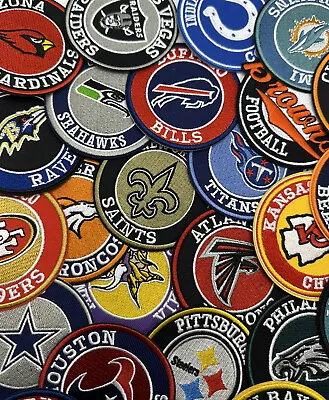 NFL Round Patches Embroidered, Iron On, Free Shipping • 4$