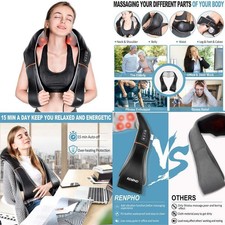 Renpho Massaggiatore Shiatsu Per Collo E Spalle Con Calore, Vibrazione Elettrica