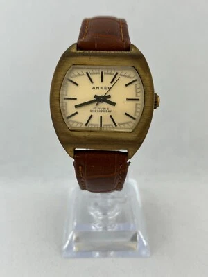 Reloj Hombre Dorado Ancla Cuerda Manual con Estuche Grande, Funciona Foto 1 de 4