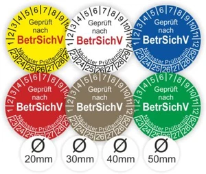 Geprüft nach BetrSichV Prüfplakette Prüfplaketten Ø: 20-50mm KRATZ-WASSERFEST - Bild 1 von 13