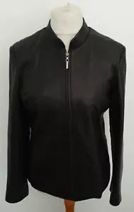 J TAYLOR - CUERO REAL Elegante Chaqueta Negra Suave Talla 12 - HERMOSA - Imagen 1 de 14