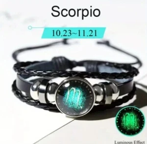 Braccialetto ecopelle con segno zodiacale SCORPIONE♏️ bracciale zodiaco Oroscopo - Foto 1 di 6