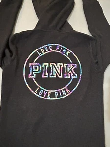 Victoria Secret Pink Hoodie Size XS Tie Dye Logo Full Zipper Pockets - Picture 1 of 6